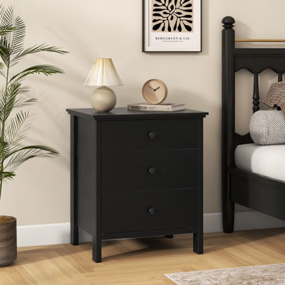 Costway 3-Drawer Bedroom Storage Chest 3-Tier Bedside Table W/ Storage ...