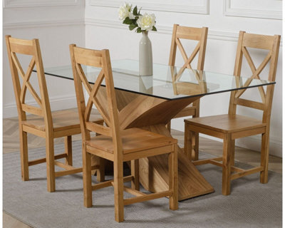That's Furniture Valencia 160 Cm X 90 Cm Glass Dining Table And 4 Chairs Dining Set With ...