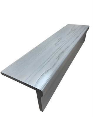 Grey Solid Oak Staircase Cladding Kit Treat & Riser Lip Bullnose (L ...