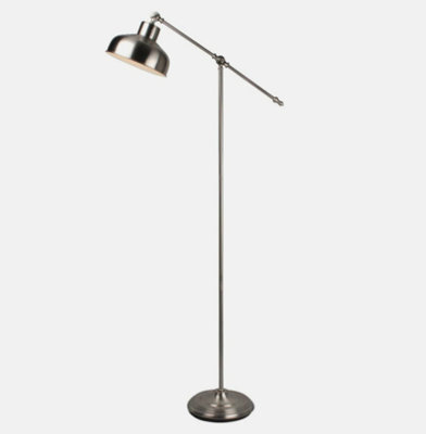 First Choice Lighting Satin Nickel Adjustable Floor Lamp – 146cm, Warm Light, Foot Switch
