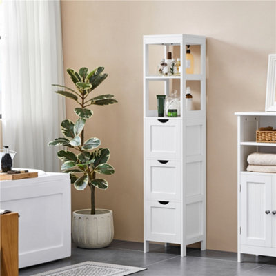 Yaheetech White Modern Bathroom Storage Cabinet With 3 Drawers by B&Q | ufurnish.com