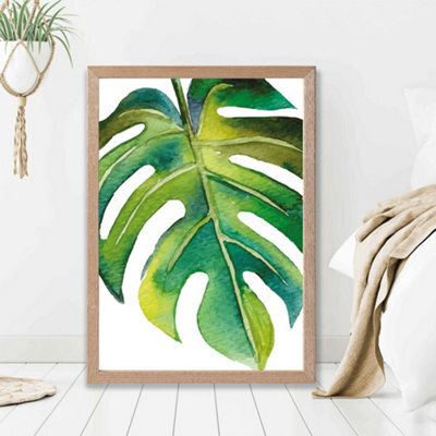 Artze Wall Art Tropical Leaf Abstract Watercolour Botanical Framed ...