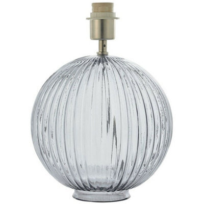 Round Ribbed Table Lamp Round Textured Table Lamp Base Smoked Ribbed Glass & Nickel Classic ...