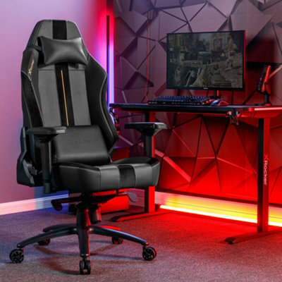 X Rocker Onyx Ergonomic Pc Office Gaming Chair - Fabric Black / Gold by ...