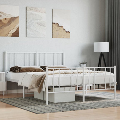 Berkfield Metal Bed Frame With Headboard And Footboard White 120X200 Cm ...