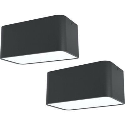 Modern Black Square Ceiling And Wall Light 2-Pack With E27 Bulbs by B&Q ...