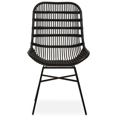 Orsina Curved Black Natural Rattan Chair, Sturdy And Durable Rustless ...