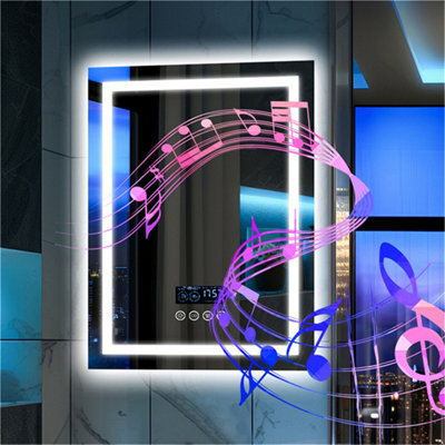 Luvodi Led Bathroom Mirror With 3 Color Lights/bluetooth Speaker ...