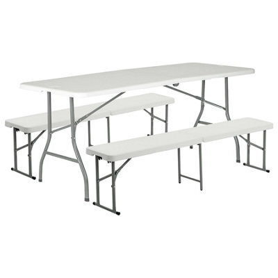 Harbour Housewares Faltbarer Campingtisch – 180 Cm, Schwarz, Kunststoffplatte
