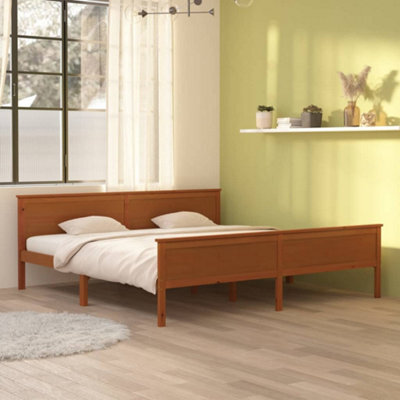 Berkfield Bed Frame Honey Brown Solid Wood Pine 200X200 Cm by B&Q ...