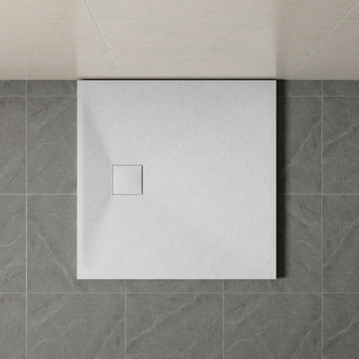 Sundaze 800 X 800mm Smc White Square Slate Effect Bathroom Shower Tray ...