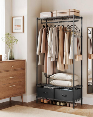 Durnish Rack Songmics Clothes Rack, Heavy-Duty Garment Rack, Clothing Rack With Mesh ...