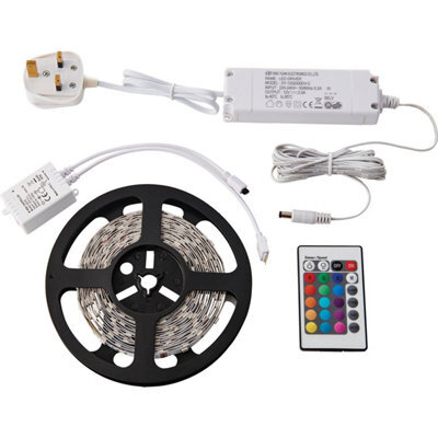 5M Rgb Tape Light Kit - 24W Led Driver - Remote Control - Flexible ...