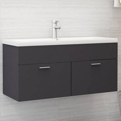 Berkfield Sink Cabinet With Built-In Basin Grey Engineered Wood by B&Q ...