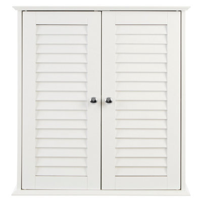 Orsina White Wood 2 Door Wall Cabinet, Decorative Wall Cabinet With ...