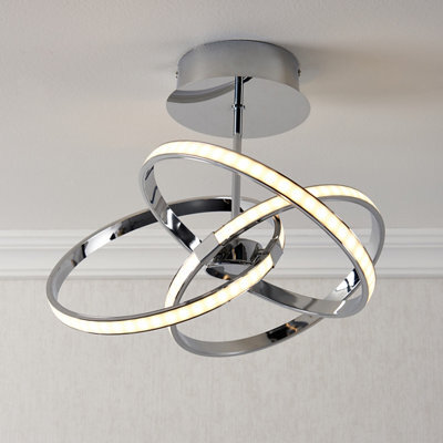 Endor Acrylic, Aluminium & Metal Chrome Effect 3 Lamp Led Ceiling