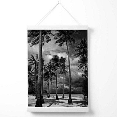 Artze Wall Art Stormy Palm Trees Black And White Photo Art Print With ...