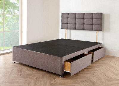 Sr Living Ltd 4Ft6 Grey Chenille Divan Bed Frame - Divan Bed Base With ...