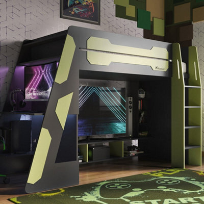 X Rocker X-Rocker Garrison High Sleeper Gaming Bed Wooden Single 3Ft ...