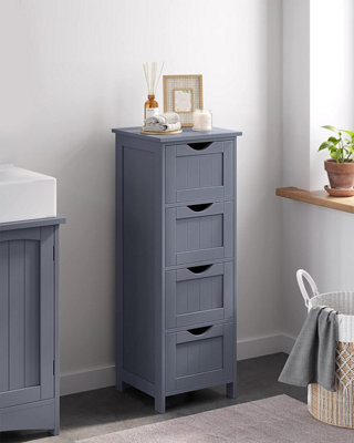 Songmics Vasagle Bathroom Floor Storage Cabinet, Slim Wooden Storage ...