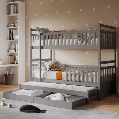 Flair Elvis Bunk Bed With Trundle And Drawers - Grey by B&Q | ufurnish.com