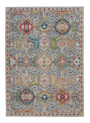 Grey/multicolor Persian Floral Rug, Stain-Resistant Luxurious ...