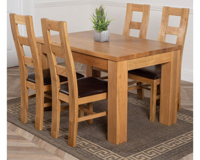 That's Furniture Dakota 127 X 82 Cm Chunky Oak Small Dining Table And 4 Chairs Dining Set With ...