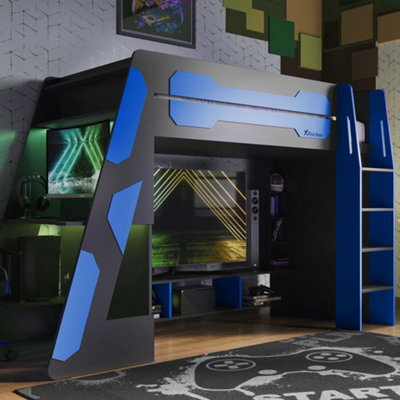 X Rocker X-Rocker Garrison High Sleeper Gaming Bed Wooden Single 3Ft ...