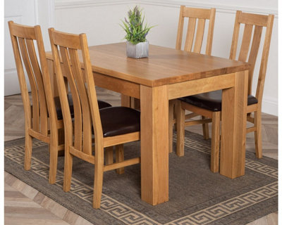 That's Furniture Dakota 127 X 82 Cm Chunky Oak Small Dining Table And 4 Chairs Dining Set With ...