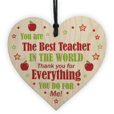 Red Ocean Thank You Gift For Teacher Wood Heart Nursery Teacher Gift ...