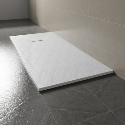 Sundaze 1700 X 800mm Smc White Rectangle Slate Effect Bathroom Shower ...