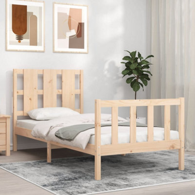 Berkfield Bed Frame With Headboard 90X190 Cm Solid Wood by B&Q ...