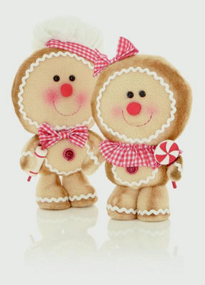 Premier Decorations Limited Set Of 2 Standing Plush Gingerbread Girl ...