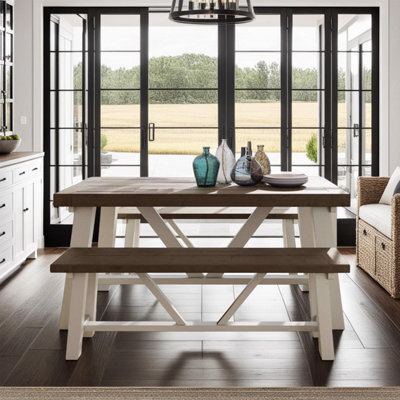 Fwstyle 1.4M Solid Reclaimed Pine Dining Bench by B&Q | ufurnish.com