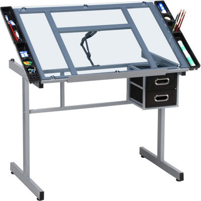 Height Adjustable Drawing Table Tiltable Craft Table With Storage ...