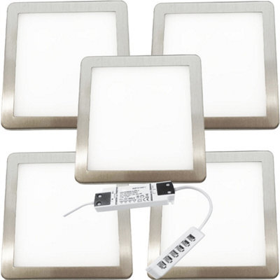 5-Pack Brushed Nickel Ultra-Slim Under Cabinet Led Kitchen Light Kit ...