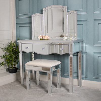 Chelsea Mirrored Dressing Table, Mirror And Stool Set by B&Q | uFurnish.com
