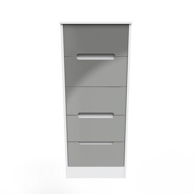 Ucs Drawer Turin 5 Drawer Tallboy In Grey Gloss & White (Ready Assembled) by B&Q ...