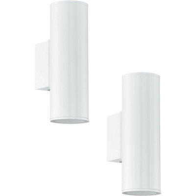 2 Pack Ip44 Outdoor Wall Light - Modern White Up & Down Porch Lamp With ...