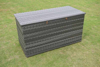 Mercer41 Amalfi Storage Box - Dark Grey - Weave Rattan - 162Cm X 78Cm X ...