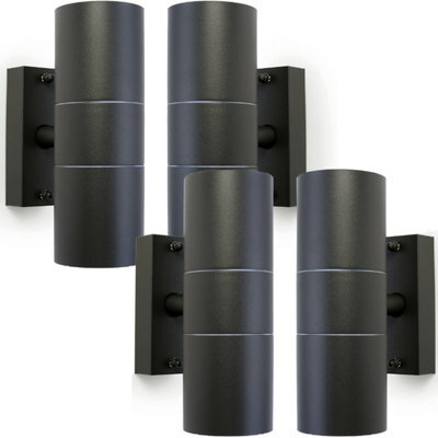4 Pack Gu10 Anthracite Up & Down Wall Lights Outdoor Twin Dimming Lamp ...