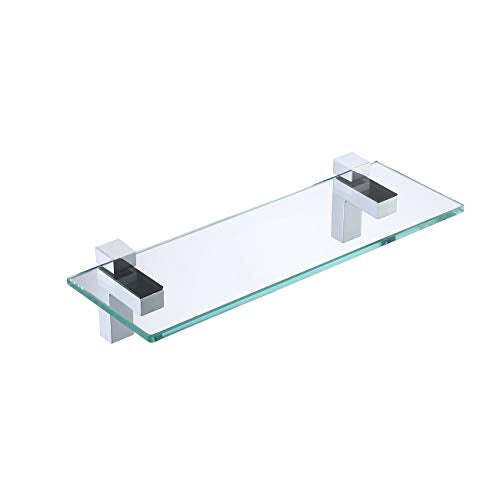 KES Bathroom Glass Shelf 50CM Shower Shelf 8MM Thick Square Tempered Glass with Polished Chrome Bracket Wall Mounted, BGS3201 - Like New