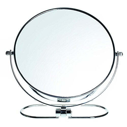 HIMRY Folding Double Sided Make Up Mirror 10x Magnification 8Inch 360 Rotating Cosmetic Mirror Dressing Table Mirror (2Mirrors: Normal and 10x Magnification-Chrome KXD3125-10x - Like New