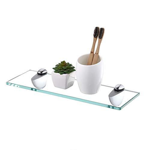 Brand - Umi Bathroom Shelves Glass Shelf Shower Organiser Extra Thick Tempered Glass Zinc Alloy Wall Mounted 35CM Polished Finish, BGS3200S35 - Brand New