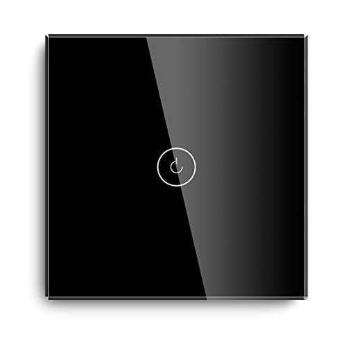 BSEED Smart Light Switch, Compatible with Alexa and Google Home,1 Gang 1 Way WiFi Touch Switch with Smart Life APP Control and Timing Function, Black Glass Panel Alexa Switch ?Neutral Wire Required? - Very Good