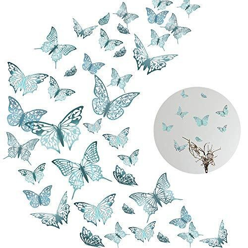 48Pcs 3D Butterfly Wall Decals Sticker, MOTASOM Metallic Hollow-Out Art Decorations, Removable Mural DIY Home Decor for Kids Girls Bedroom Nursery Party Wedding (3 Styles+Indigo) - Brand New