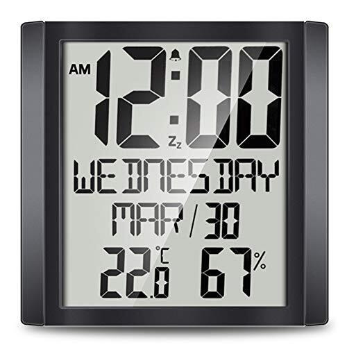 "Aceshop Digital Alarm Clock for Bedroom Large 8.8"" LED Wall Clock Silent Non Ticking with Snooze, Humidity, Temperature, 12/24H, Loud Electric Bedside Clocks for Heavy Sleepers, Kids, Desk, Elderly - Very Good"