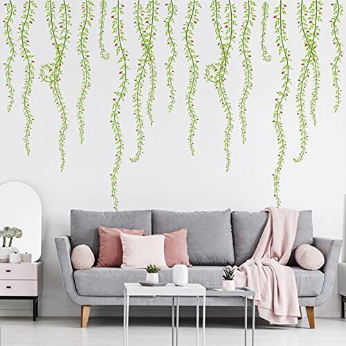 Hanging Vine Wall Stickers, ZONITOK Green Plants Peel and Stick Removable Wall Decals, DIY Wall Decor for Bedroom Kids Girls Baby Living Room Classroom Office Nursery Home Wall Decoration - Brand New