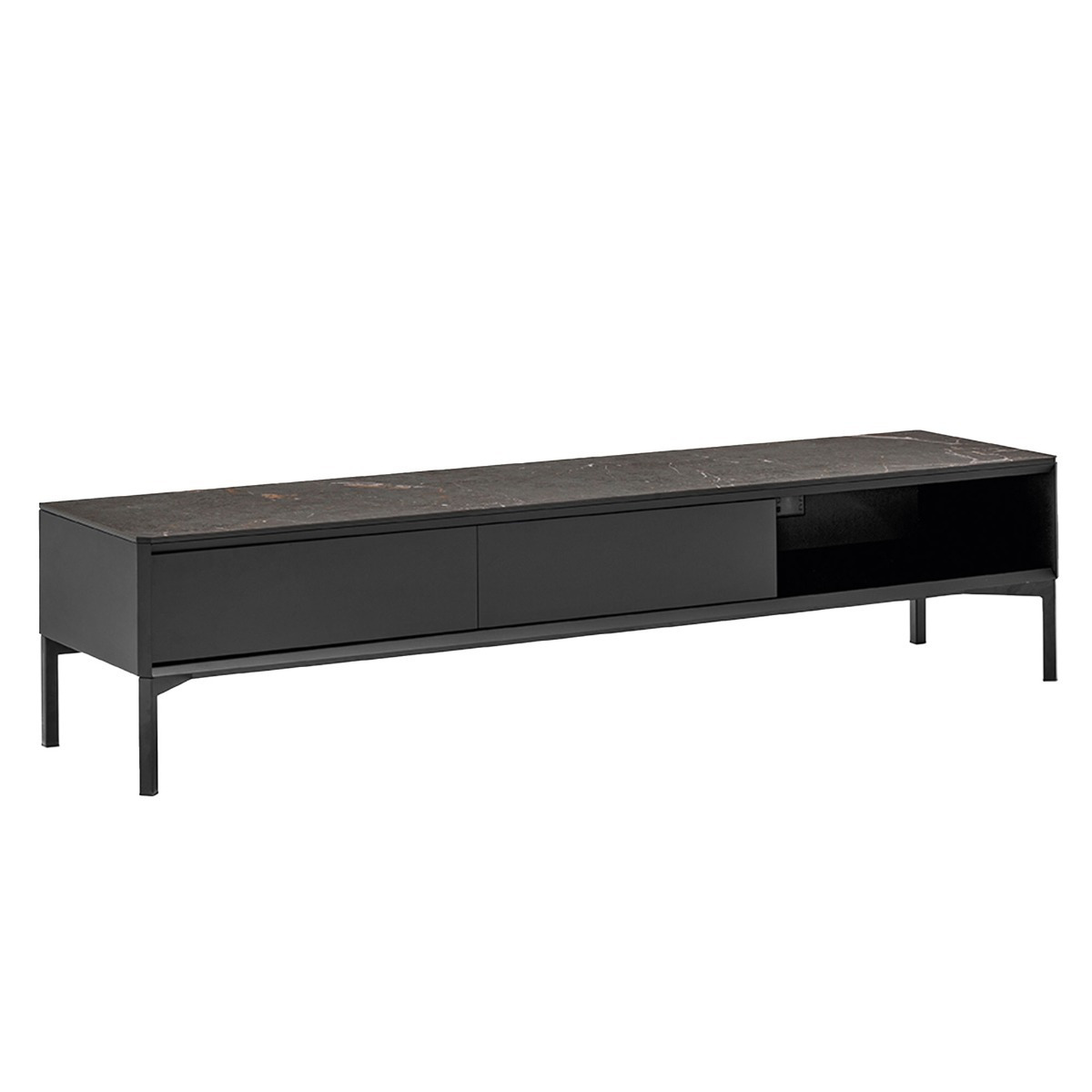 Calligaris York 2 Drawer Entertainment Unit, Black Marble Barker