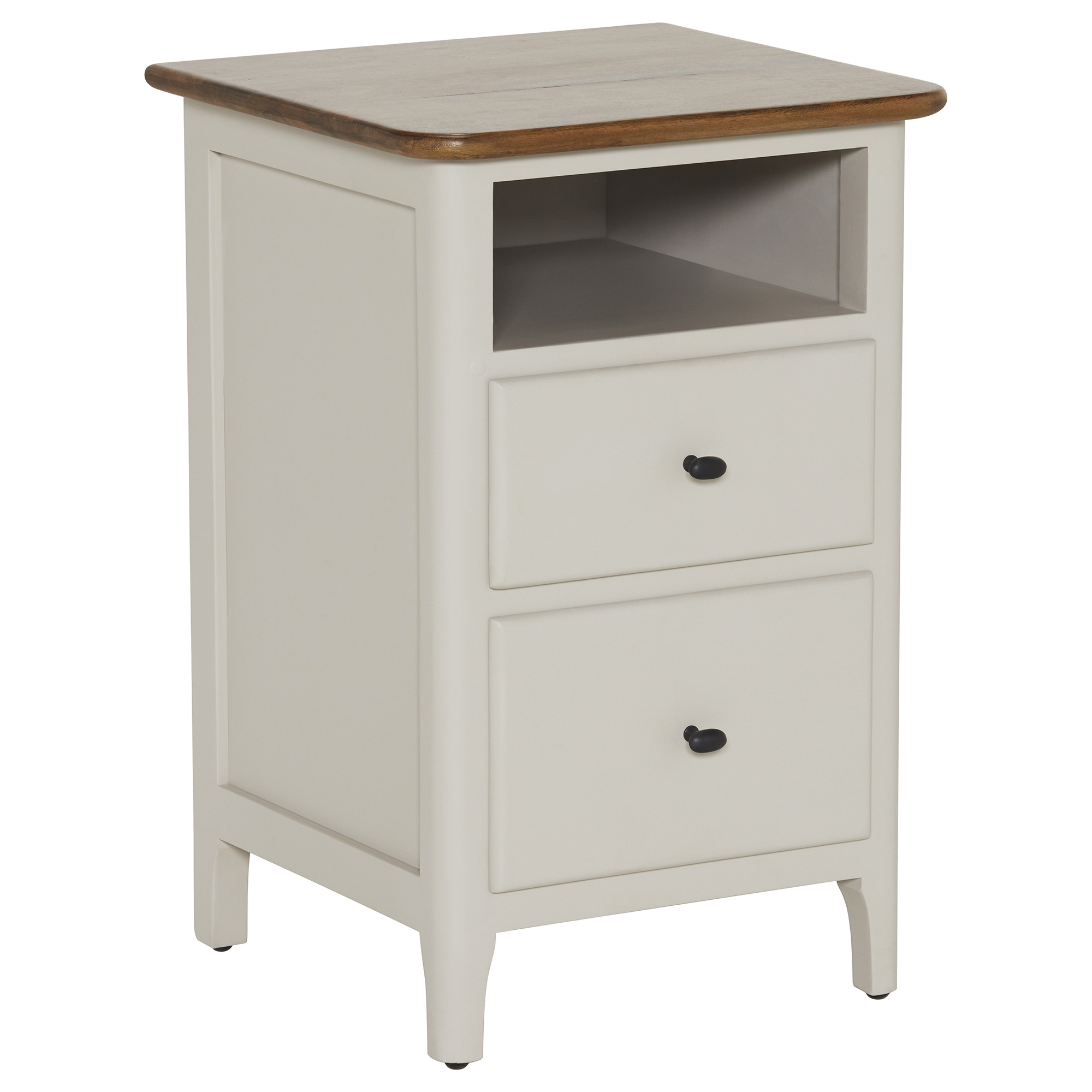 Mara Bedside 2 Drawer With Open Shelf Unit Table, Neutral Barker
